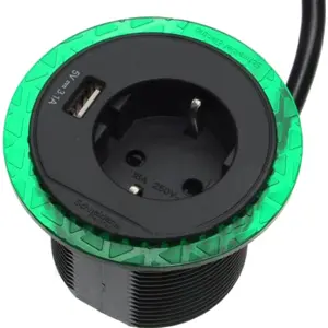 Bloque de toma de embutir (Ø60mm) c/ Schuko + USB-A - IP20 - Antracita