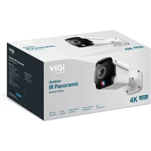 Câmara IP (Ethernet c/ PoE) Bullet 4K 8MP 1.65mm Visão Panorâmica 180° IR 20m - IP67 IK10