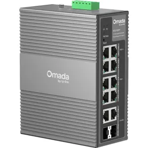 Switch industrial 10P (2× PoE++ / 6x PoE+ / 2x SFP Combo) Gigabit gerenciável p/ calha DIN ou parede