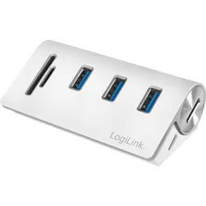 Hub USB 3.0 de 3 portas USB-A + Leitor de Cartões SD/microSD - aluminio