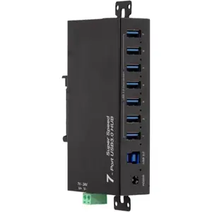 HUB USB 3.0 de 7 portas industrial para calha DIN / mesa