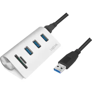 Hub USB 3.0 de 3 portas USB-A + Leitor de Cartões SD/microSD - aluminio