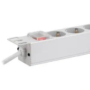Bloco PDU de 9 tomadas para rack bastidor 19'' 1U c/ interruptor e ficha schuko - 2m - cinza claro