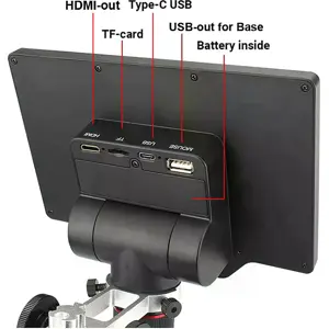 Microscópio digital (528x) 2-em-1 a bateria c/ ecrã 10'' + saída HDMI + multímetro integrado