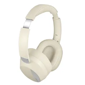 Auscultadores Headphones On-ear ANC Bluetooth 6.0 + Jack 3.5 AUX c/ microfone - Creme