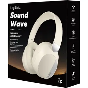Auscultadores Headphones On-ear ANC Bluetooth 6.0 + Jack 3.5 AUX c/ microfone - Creme