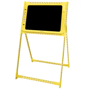 Tablero de escritura LCD infantil 19'' borrable con whiteboard en la parte trasera + soporte - Amarillo