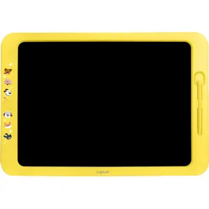 Tablero de escritura LCD infantil 19'' borrable con whiteboard en la parte trasera + soporte - Amarillo
