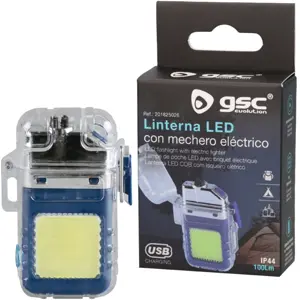 Isqueiro de plasma à prova de água com lanterna LED COB - recarregável (USB-C) - IP44