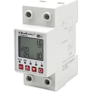 Relé Inteligente Wi-Fi p/ calha DIN c/ display e medição de energia 63A (Compatível com Tuya)