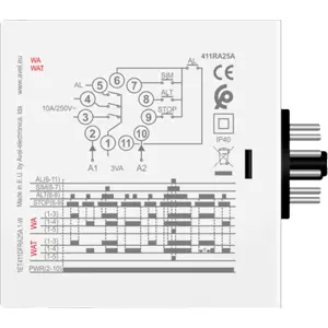 Relé de alternância com alarme para central de bombagem com 2 eletrobombas - Plug-In (11 pinos) 230VAC