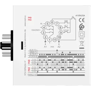 Relé de alternância com alarme para central de bombagem com 2 eletrobombas - Plug-In (11 pinos) 230VAC