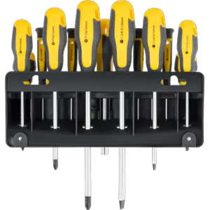 Conjunto de 11 destornilladores con soporte de pared