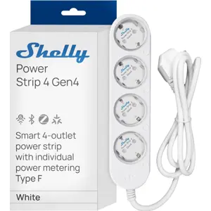 Bloco de 4 tomadas inteligentes (WiFi BT Zigbee Matter) c/ botões e cabo de 1.5m - branco