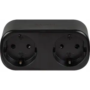 Tomada dupla inteligente controlada por WiFi TUYA - 16A 3600W - preto