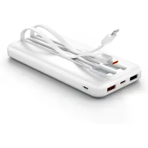 Powerbank 10.000mAh PD 22,5W - cables USB-C y Lightning integrados - blanco