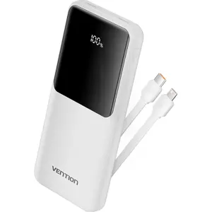 Powerbank 10.000mAh PD 22.5W - cabos USB-C e Lightning integrados - branco
