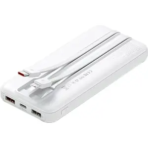 Powerbank 10.000mAh PD 22,5W - cables USB-C y Lightning integrados - blanco