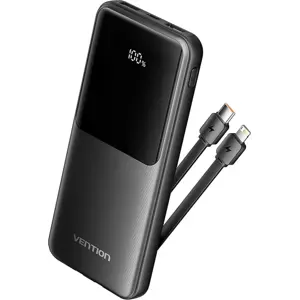 Powerbank 10.000mAh PD 22.5W - cabos USB-C e Lightning integrados - preto