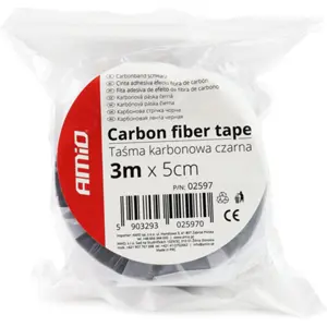 Fita adesiva tipo carbono 5D - Preto Gloss - 50mm x 5m