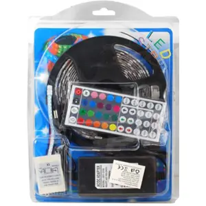 Kit completo de fita 300 LEDs RGB 7.2W/m (36W) c/ comando 44 teclas - IP65 - rolo de 5m