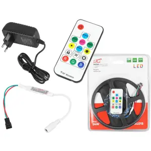 Kit completo de fita de 120 LEDs RGB endereçável 12VDC 12W/m (24W) - IP20 - 2m