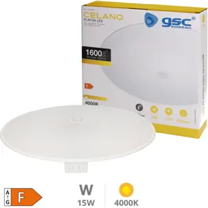 Plafon LED 15W 1150lm 4000K 230VAC c/ sensor PIR 360º - Ø260x54.5mm