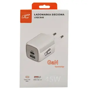 Carregador 45W GaN USB-C (PD) + USB-A (QC) - Branco