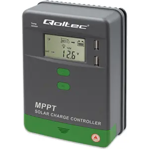 Controlador de carga solar MPPT c/ bluetooth e saídas USB-A - 12V/24V 10A