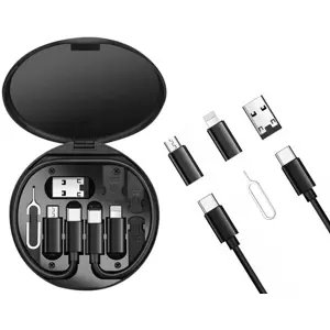 Kit de viagem USB/SIM 5-em-1 (Cabo USB-C + adaptadores + Pino + estojo)