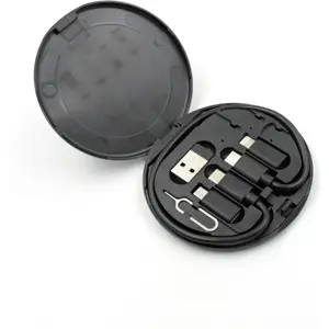 Kit de viagem USB/SIM 5-em-1 (Cabo USB-C + adaptadores + Pino + estojo)
