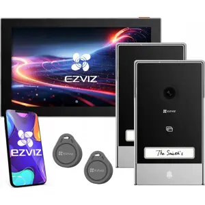 Kit Videoporteiro inteligente WiFi / 2 Fios c/ 2 unidades ext. 2K + monitor 7'' + leitor RFID