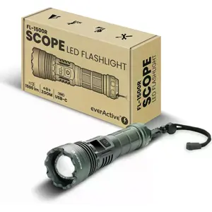 Lanterna LED CREE 1500lm c/ zoom - recarregável USB-C - IPX4