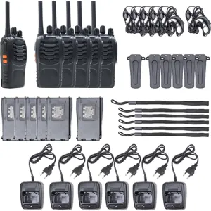 Kit de 6 Walkie-talkies 16CH PMR446 10km c/ auscultadores + base carregamento