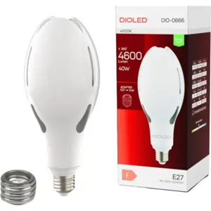 Lâmpada LED industrial E27 (c/ adaptador E40) 230VAC 40W 4000K 4600lm