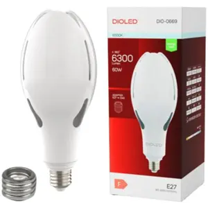 Lâmpada LED industrial E27 (c/ adaptador E40) 230VAC 60W 6500K 6300lm