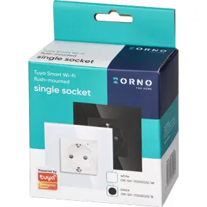 Tomada inteligente Schuko de embutir WiFi 2.4GHz (compatível c/ TUYA) - Preto