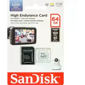 Cartão de memória microSDHC 64GB (100Mbps) High Endurance