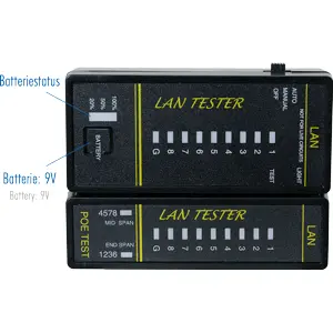 Testador de cabos de rede, telefónicos (RJ45+RJ11+RJ12) c/ localizador PoE