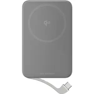 Powerbank c/ carregamento Qi Wireless magnétigo (MagSafe) 5000mAh USB-C PD 30W - prateado