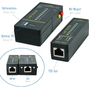 Testador de cabos de rede, telefónicos (RJ45+RJ11+RJ12) c/ localizador PoE