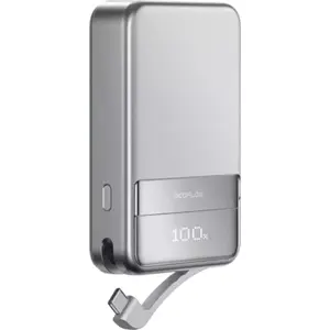 Powerbank c/ carregamento Qi Wireless magnétigo (MagSafe) 10000mAh USB-C PD 65W - prateado