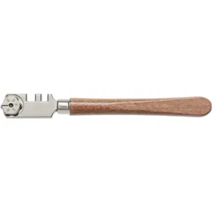 Cortador de vidrio de 6 diamantes con mango de madera