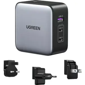 Carregador de viagem 65W PD + QC (2x USB-C + 1x USB-A)