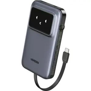Powerbank 10.000mAh 30W PD + QC (USB-C + USB-A) c/ cabo USB-C - cinzento