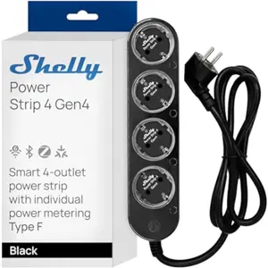 Bloco de 4 tomadas inteligentes (WiFi BT Zigbee Matter) c/ botões e cabo de 1.5m - preto