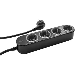 Bloco de 4 tomadas inteligentes (WiFi BT Zigbee Matter) c/ botões e cabo de 1.5m - preto