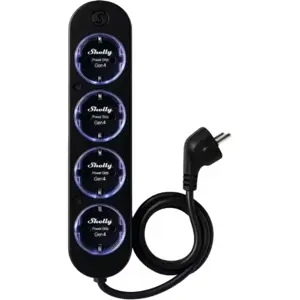 Bloco de 4 tomadas inteligentes (WiFi BT Zigbee Matter) c/ botões e cabo de 1.5m - preto