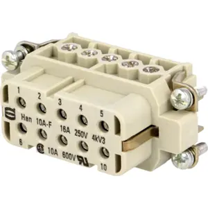 Ficha HDC 10 pines hembra Han A (size 10A) 250V 16A