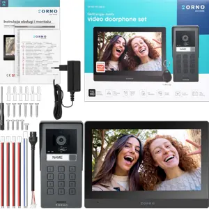 Kit Videoporteiro inteligente WiFi (compatível c/ Tuya) 2 Fios c/ monitor 10'' + leitor RFID + código